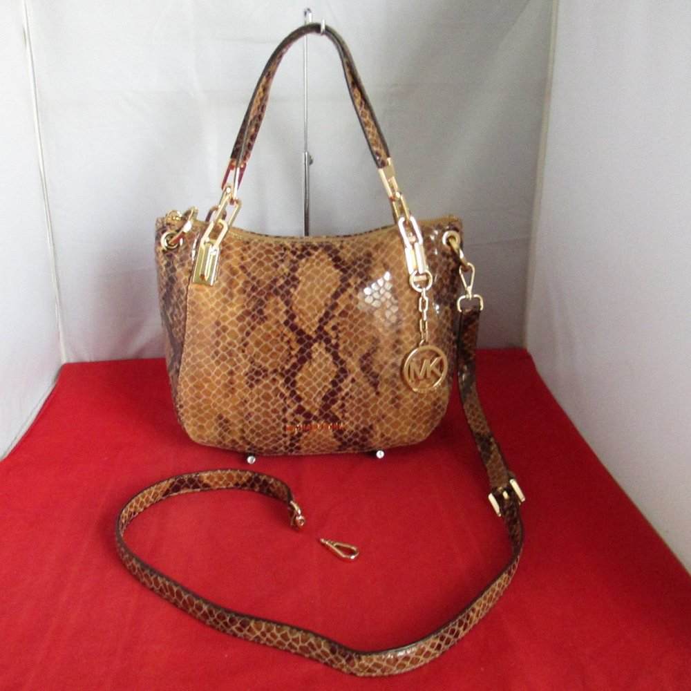 Michael Kors Brooke Medium Embossed Python Leathe… - image 1